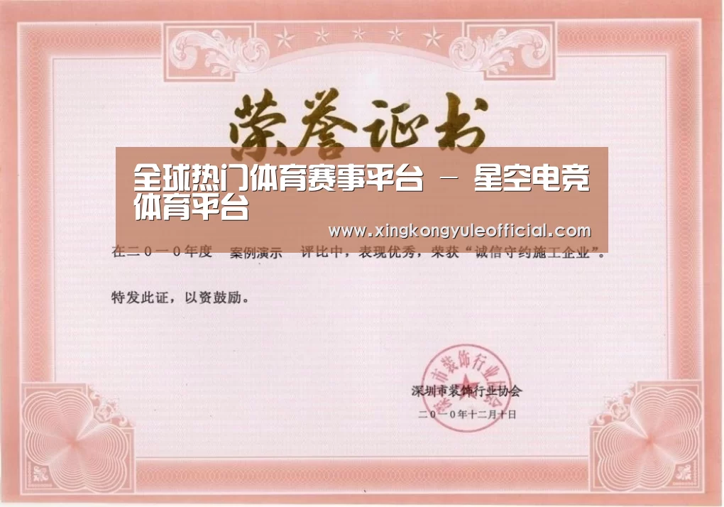 星空娱乐荣誉证书一